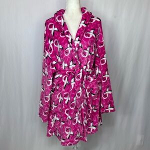 Hotel Spa Collection Robe One Size‎ Pink White Cancer Logo Print